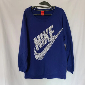 Nike Women's Swooch Logo Crew Neck Oversized Casual Athleisure Sweater  Large